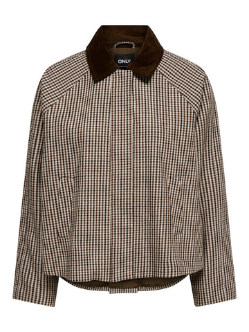ONLY Checked Short Jacket in Brown
