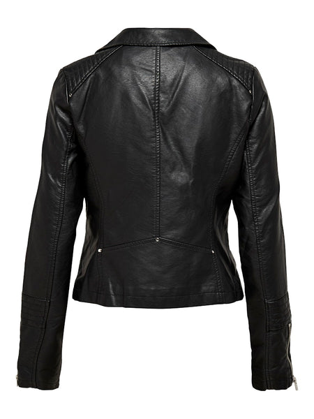 ONLY Faux Leather Biker Jacket in Black