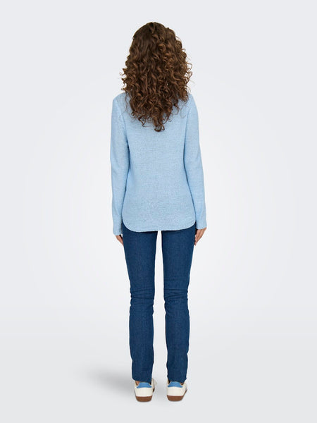 ONLY Long Sleeve Knit Top in Light Blue