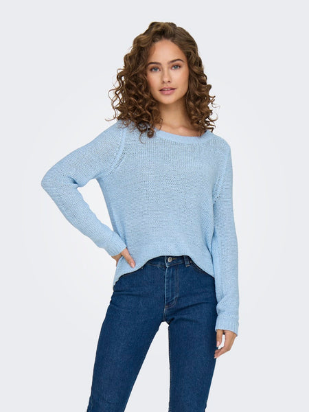 ONLY Long Sleeve Knit Top in Light Blue