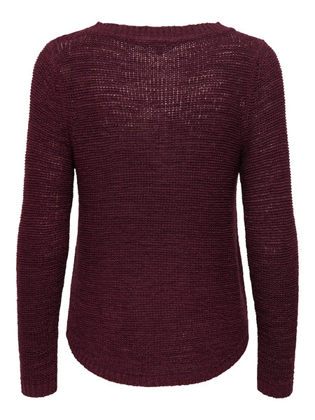 ONLY Long Sleeve Knitted Top in Burgundy