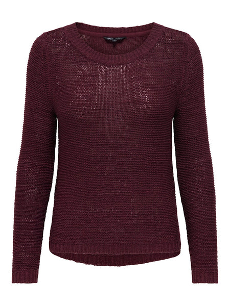 ONLY Long Sleeve Knitted Top in Burgundy
