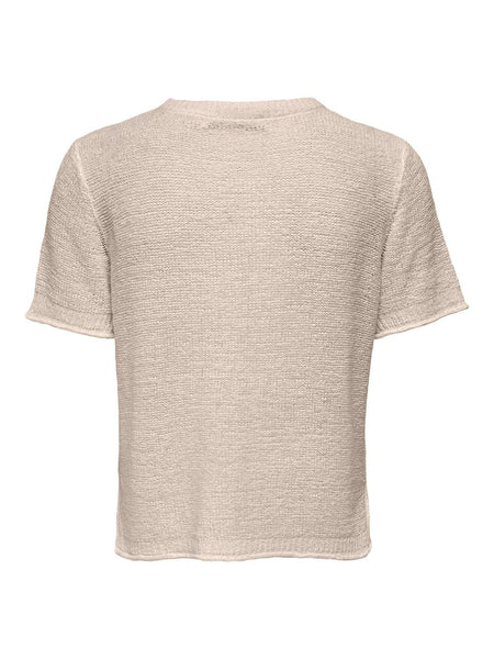 Only Short Sleeve Knitted Pullover in Beige