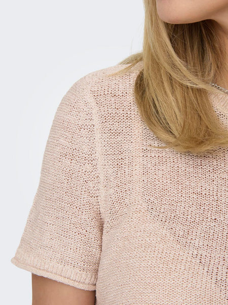 Only Short Sleeve Knitted Pullover in Beige
