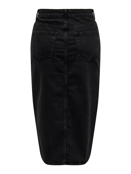 Only Denim Midi Skirt in Black