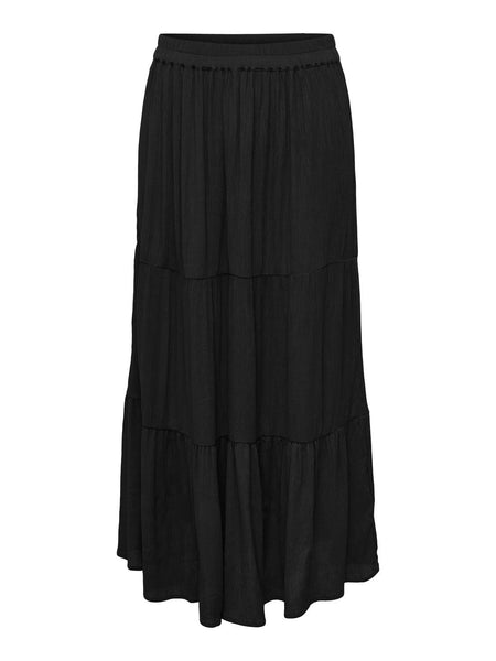 Only Tiered Maxi Skirt in Black