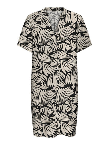 ONLY Patterned Short Sleeve V-Neck Tunic in Black