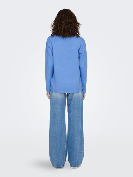 Only Knitted V-Neck Pullover in Blue