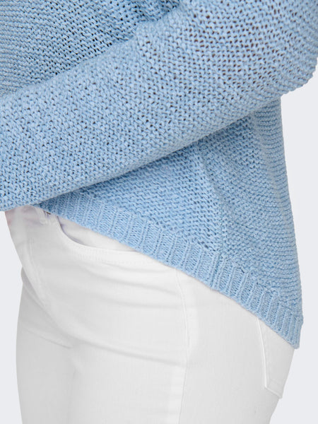 Only Long Sleeve Knitted Top in Pale Blue