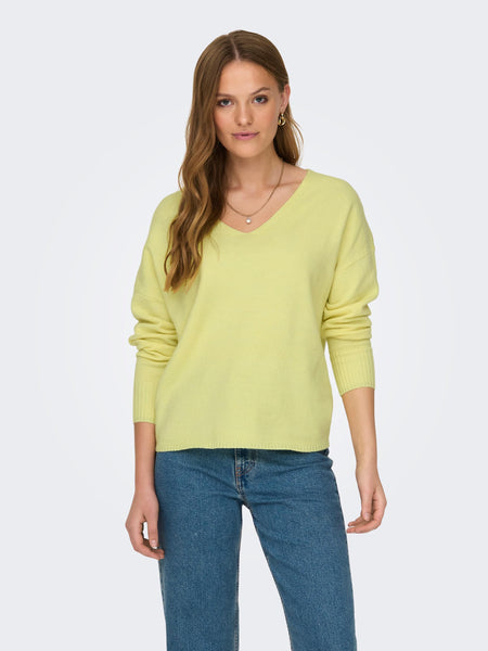 Only Knitted V-Neck Pullover in Yellow