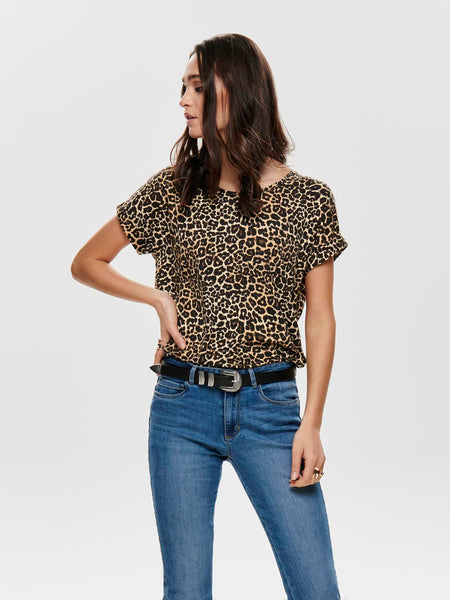 Only Leopard Print T-Shirt in Black