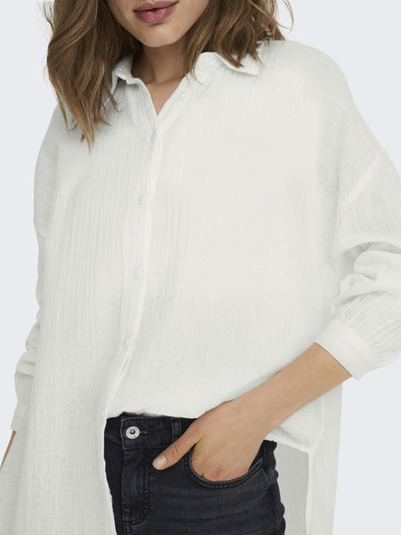 Only Oversized Cotton Shirt in White