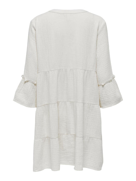 Only Short Tiered Cotton Dress in White
