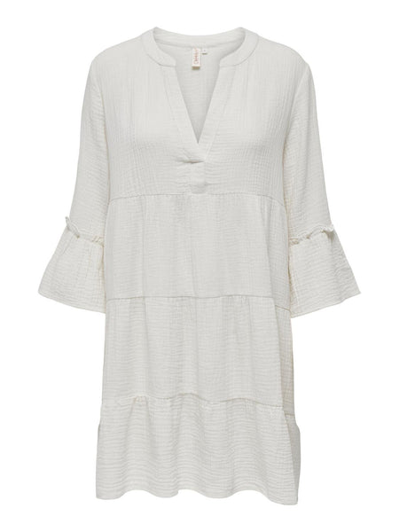 Only Short Tiered Cotton Dress in White
