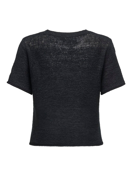 Only Short Sleeve Knitted Top in Black