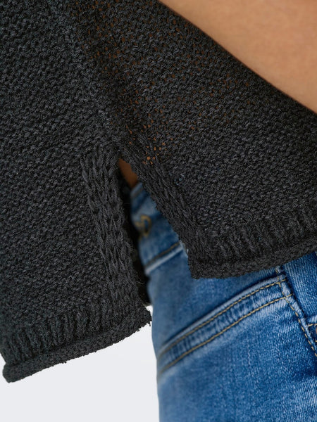 Only Short Sleeve Knitted Top in Black