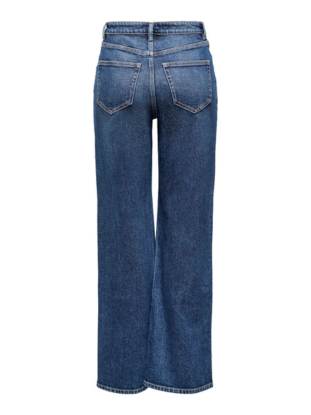 Only High Waist Wide Leg Pocket Jeans in Medium Blue