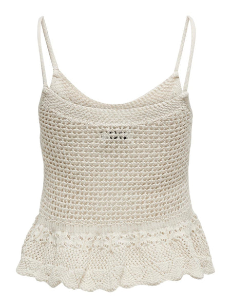 Only Knitted Sleeveless Peplum Top in Cream