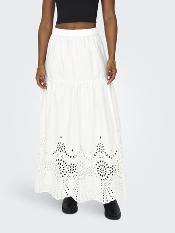 Only Embroidered Maxi Skirt in White