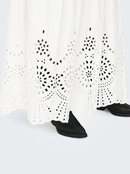 Only Embroidered Maxi Skirt in White