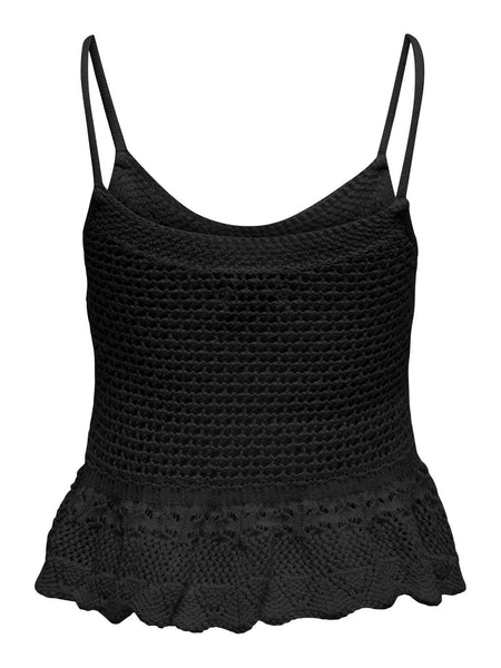 Only Knitted Sleeveless Peplum Top in Black