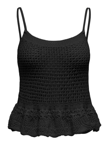 Only Knitted Sleeveless Peplum Top in Black