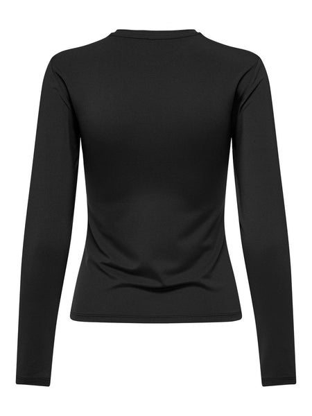 Only Long Sleeve O-Neck Top in Black