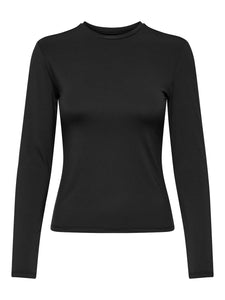 Only Long Sleeve O-Neck Top in Black