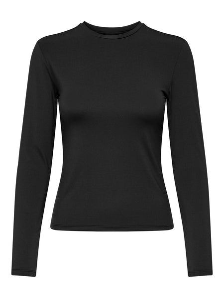 Only Long Sleeve O-Neck Top in Black