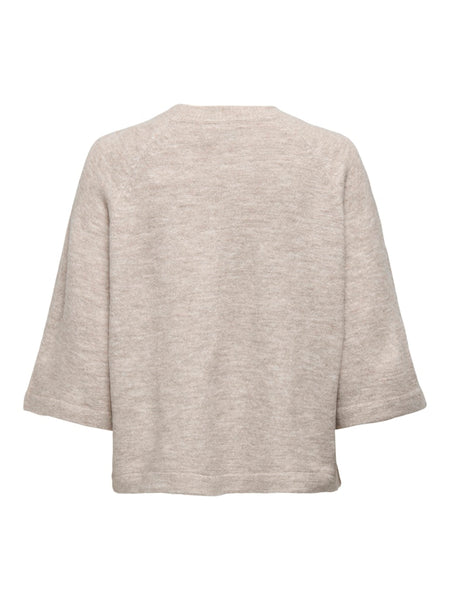 ONLY 3/4 Sleeve Knit Jumper in Beige