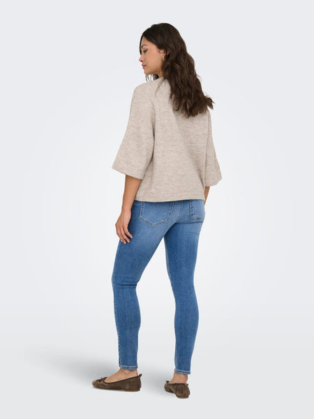 ONLY 3/4 Sleeve Knit Jumper in Beige