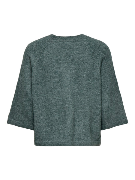 ONLY 3/4 Sleeve Knit Jumper in Green