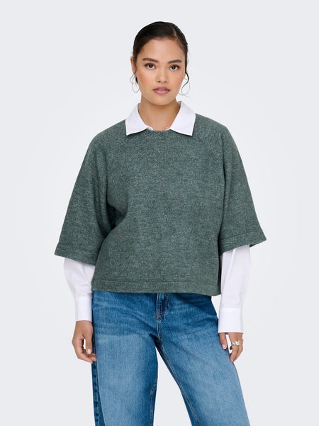 ONLY 3/4 Sleeve Knit Jumper in Green