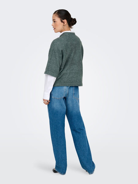 ONLY 3/4 Sleeve Knit Jumper in Green
