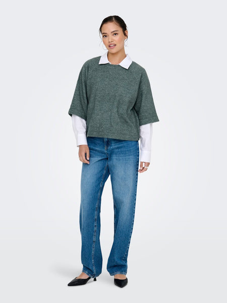 ONLY 3/4 Sleeve Knit Jumper in Green