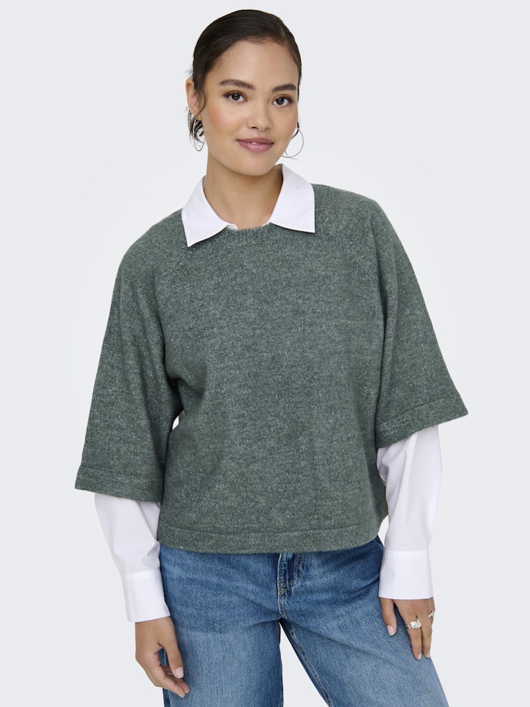 ONLY 3/4 Sleeve Knit Jumper in Green
