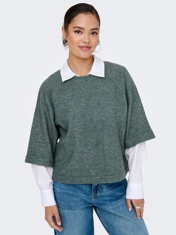 ONLY 3/4 Sleeve Knit Jumper in Green