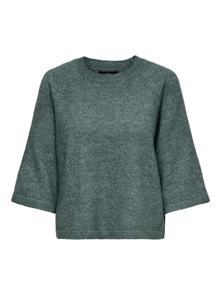 ONLY 3/4 Sleeve Knit Jumper in Green