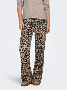 Only Wide Leg Satin Look Leopard Print Trousers