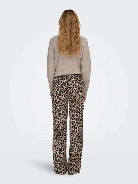 Only Wide Leg Satin Look Leopard Print Trousers