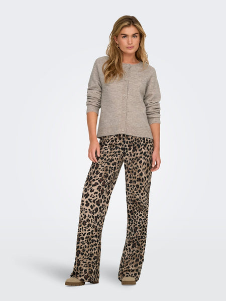 Only Wide Leg Satin Look Leopard Print Trousers