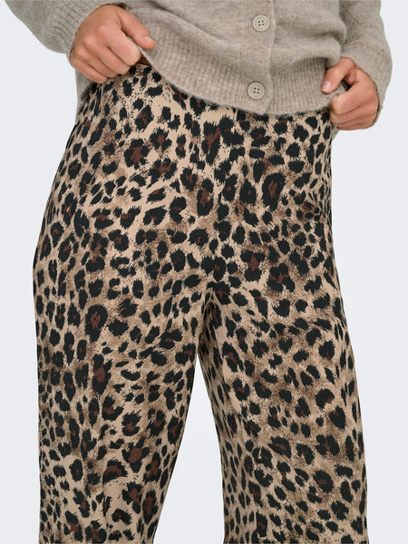 Only Wide Leg Satin Look Leopard Print Trousers