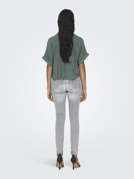 Only Short Sleeve Tie Shirt in Green