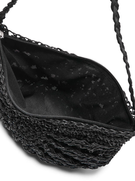 Only Straw Crossbody Bag in Black