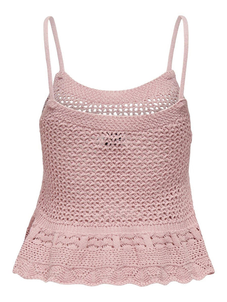 Only Knitted Sleeveless Peplum Top in Pink