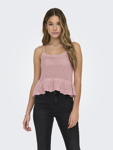 Only Knitted Sleeveless Peplum Top in Pink