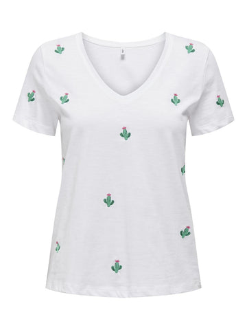 Only Embroidered Cactus T-Shirt in White