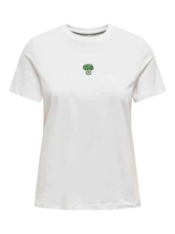 Only Embroidered Broccoli T-Shirt in White