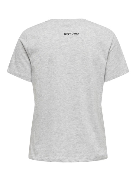 Only Embroidered Doughnut T-Shirt in Light Grey