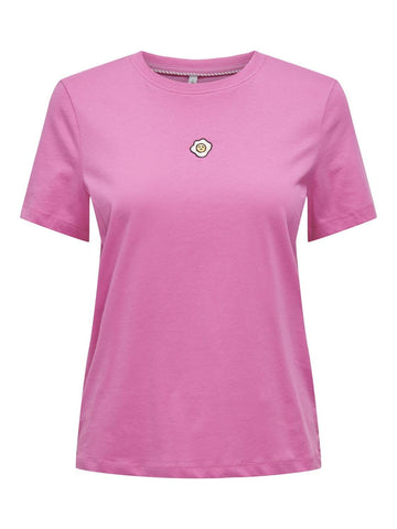 Only Embroidered Fried Egg T-Shirt in Pink